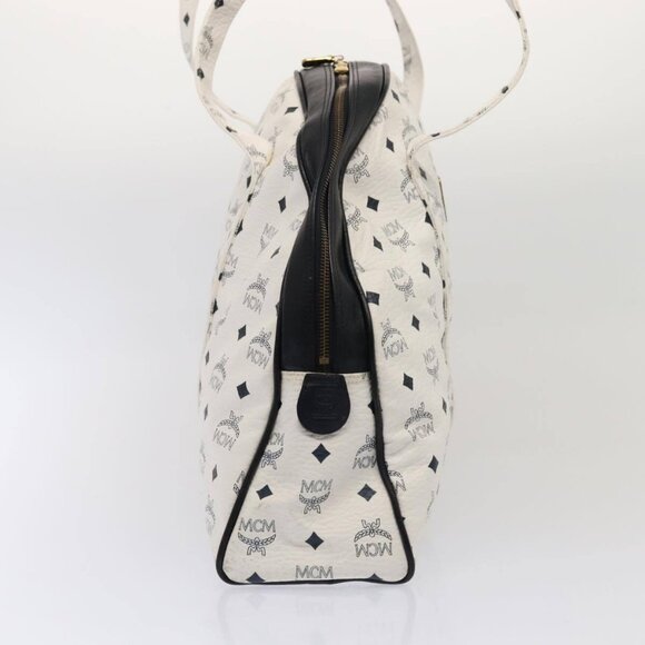 MCM Vicetos Logogram Shoulder Bag PVC Leather White Black gold Auth - Picture 5 of 16